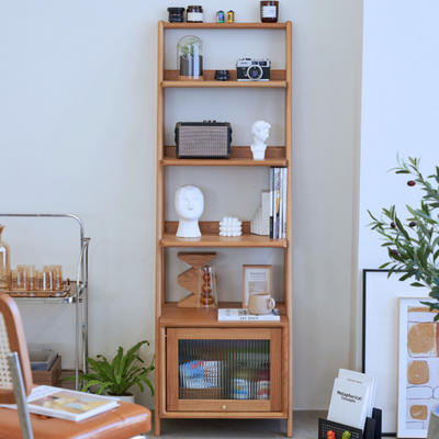 Namiko Wood Bookshelf With Storage