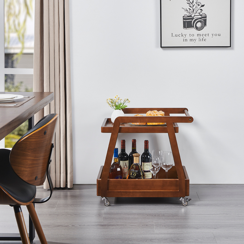 Andlia Solid Wood Bar Cart With Wheels