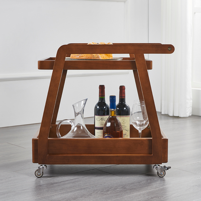 Andlia Solid Wood Bar Cart With Wheels