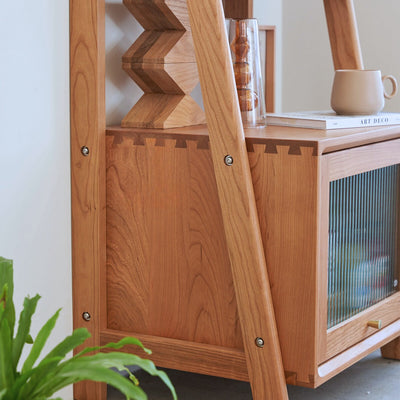 Namiko Wood Bookshelf With Storage