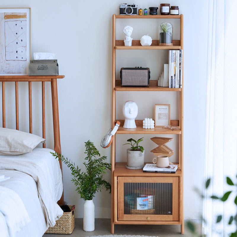 Namiko Wood Bookshelf With Storage